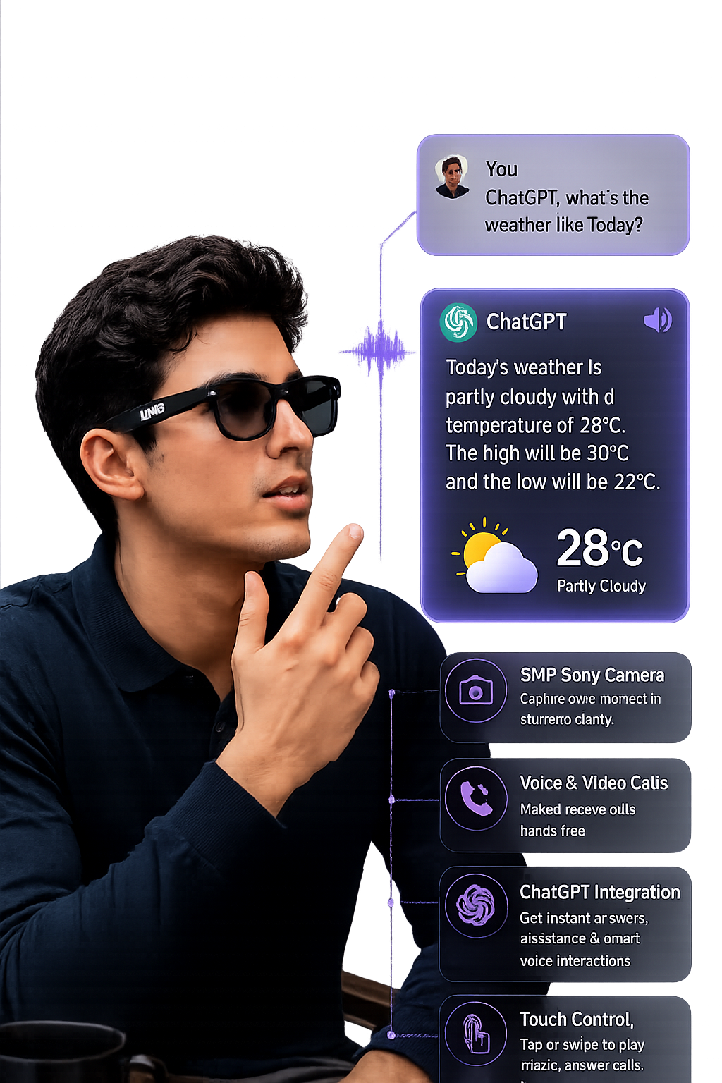AIMB G3 Pro Smart AI Translation Glasses (8MP camera)