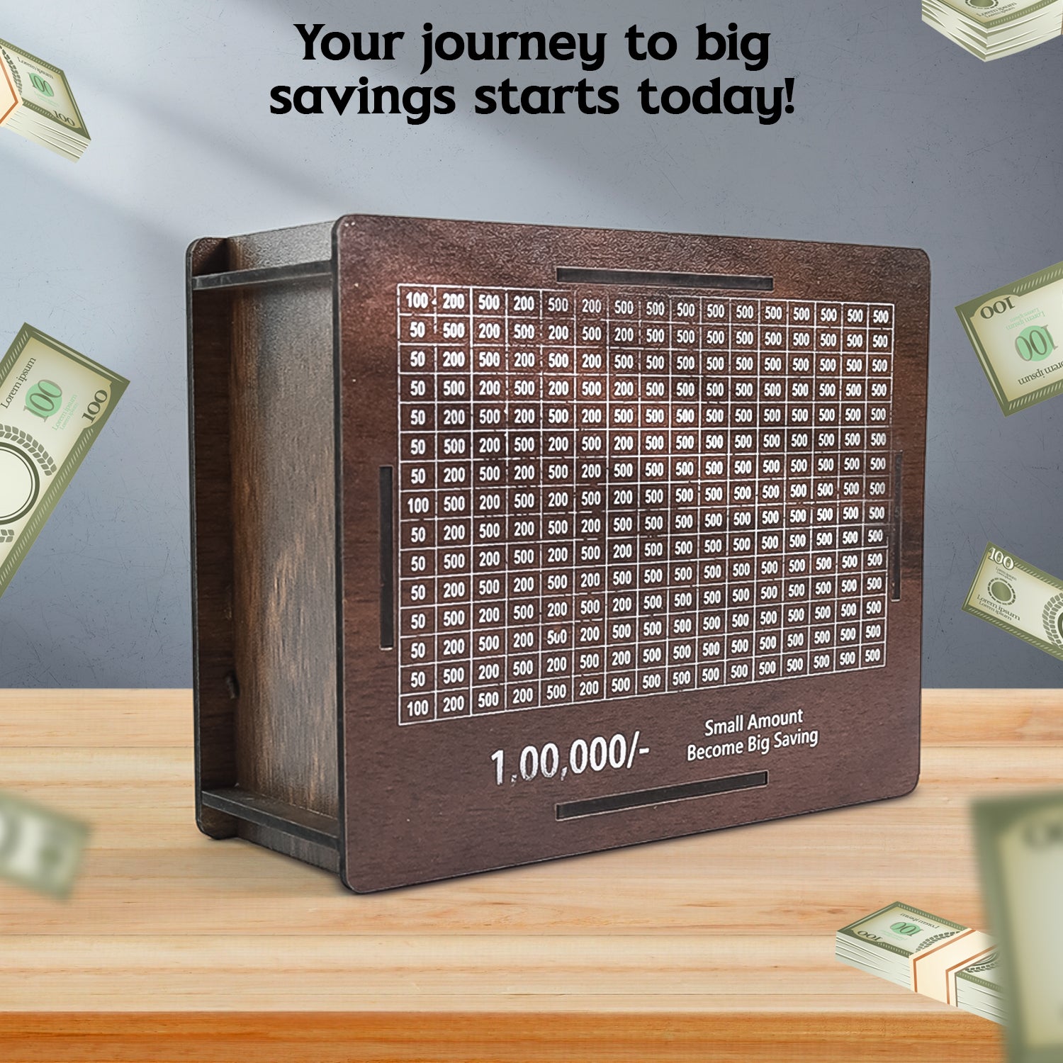 Wooden Money  Piggy Bank Money Box (1 Pc  1 Emoji Pan)